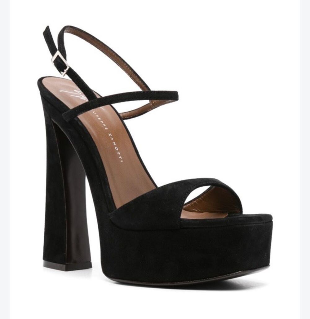 NEW Giuseppe Zanotti Black Suede 105mm Platform Sandals Heels US 8.5 $1318